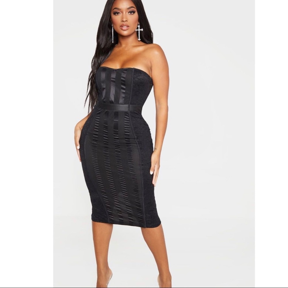 New w Tags- Black Bandeau Midi Dress l